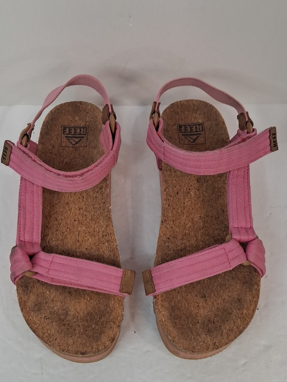Reef Pink Strappy Cork Footbed Sandals Size 9